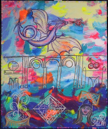 Картина под названием "Donjon et Dragons ,…" - Rivka, Подлинное произведение искусства, Акрил Установлен на Деревянная рама…