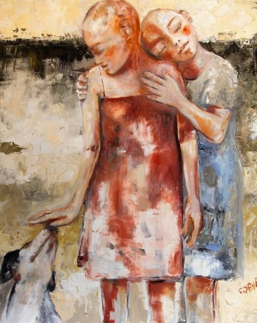Peinture intitulée "Les âmes soeurs" par Odile Sauve, Œuvre d'art originale, Huile