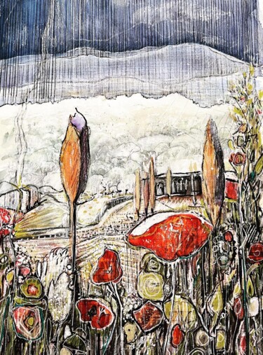 coquelicots Peinture intitulée "coquelicots" par Odile Sauve, Œuvre d'art originale, Aquarelle Monté sur Plexiglas