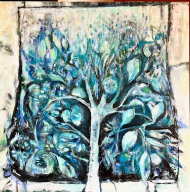 Painting titled "l'arbre monde" by Odile Sauve, Original Artwork, Oil