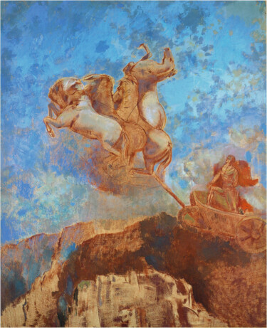 Pittura intitolato "Le char d'Apollon" da Odilon Redon, Opera d'arte originale, Olio
