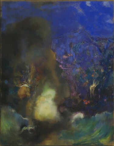 Pintura intitulada "Roger angelica" por Odilon Redon, Obras de arte originais, Pastel