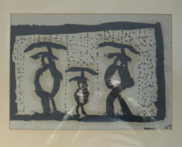 Painting titled "Famille asiatique" by Odilon Talbot, Original Artwork, Acrylic Mounted on Wood Stretcher frame