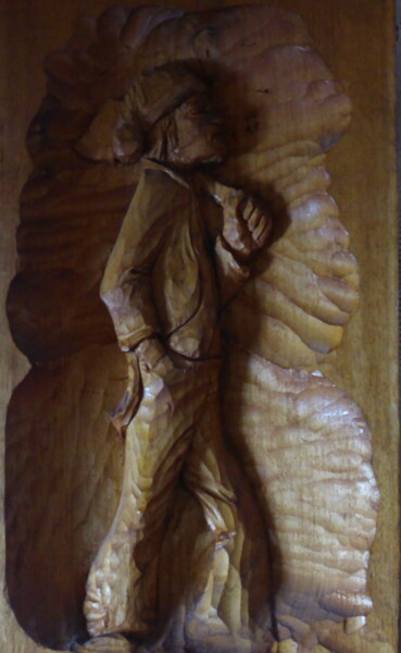 Sculptuur getiteld "Un bucheron - a lum…" door Odilon Talbot, Origineel Kunstwerk, Hout