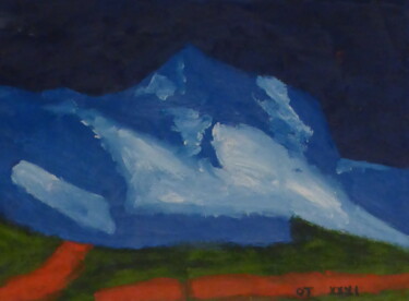 Schilderij getiteld "Montagne enneigée" door Odilon Talbot, Origineel Kunstwerk, Acryl