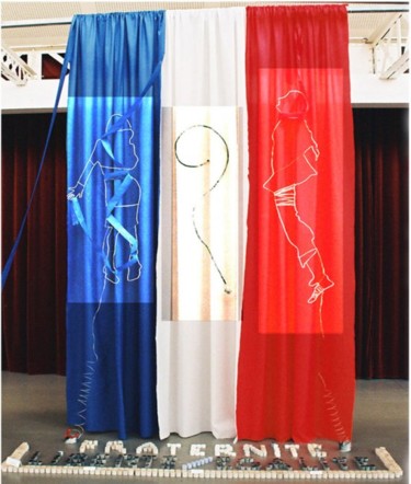Art textile intitulée "liberté, fraternité…" par Odimée Edmée, Œuvre d'art originale