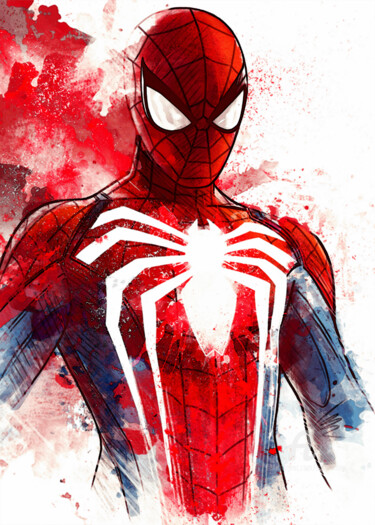Digital Arts με τίτλο "Spiderman" από Odin Doisy, Αυθεντικά έργα τέχνης, Ψηφιακή ζωγραφική Τοποθετήθηκε στο Ξύλινο φορείο σκ…