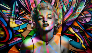 Digitale Kunst getiteld "Marilyn Graffiti" door Odin Doisy, Origineel Kunstwerk, Digitaal Schilderwerk