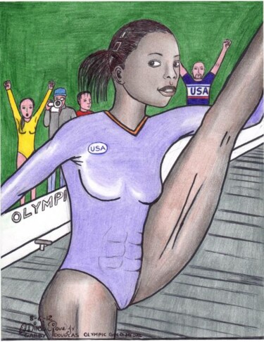 Drawing titled "gabby douglas olymp…" by Odinel Pierre  Junior, Original Artwork, Other