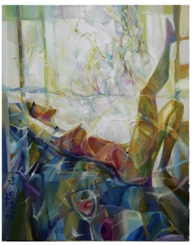 Картина под названием "Яблони в цвету" - Олег Одинец, Подлинное произведение искусства