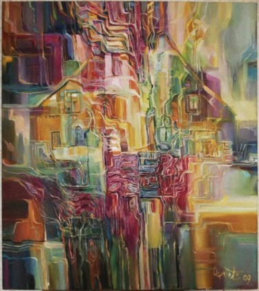 Картина под названием "Цветной дождь" - Олег Одинец, Подлинное произведение искусства