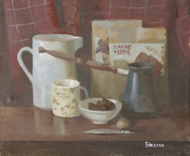 Painting titled "Cocoa" by Oksana Slezina, Original Artwork, Oil