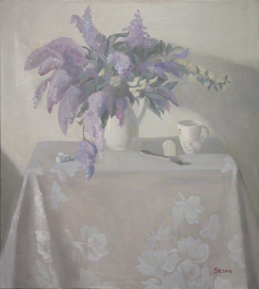 Painting titled "Lilac" by Oksana Slezina, Original Artwork, Oil