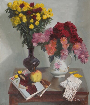 Painting titled "Autumn" by Oksana Slezina, Original Artwork, Oil