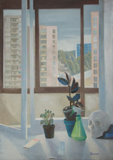 Картина под названием "My Window" - Oksana Slezina, Подлинное произведение искусства, Масло