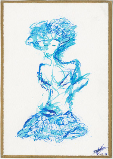 Peinture intitulée "Femme bleue / Blue…" par Ofeelia, Œuvre d'art originale, Acrylique