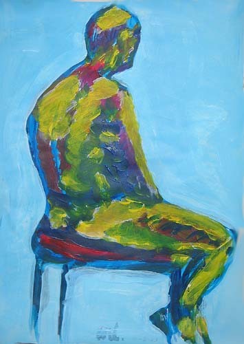 Painting titled "Thinking man" by Mikala Lykke, Original Artwork