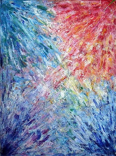 Painting titled "Explosion towards t…" by Mikala Lykke, Original Artwork, Oil