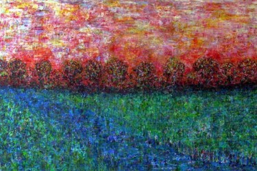 Painting titled "Landcsape" by Mikala Lykke, Original Artwork, Oil