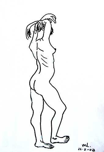 Drawing titled "woman with arm over…" by Mikala Lykke, Original Artwork