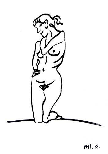 Drawing titled "woman on her knees" by Mikala Lykke, Original Artwork
