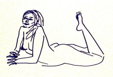 Drawing titled "Woman lying on her…" by Mikala Lykke, Original Artwork