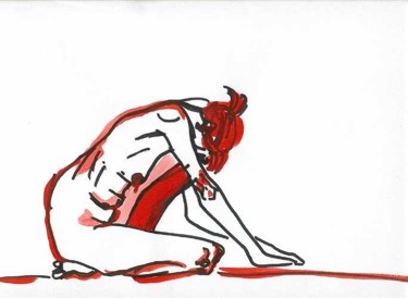 Drawing titled "Sitting, crounching…" by Mikala Lykke, Original Artwork