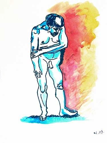 Drawing titled "Standing man" by Mikala Lykke, Original Artwork