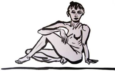 Drawing titled "Sitting woman cross…" by Mikala Lykke, Original Artwork
