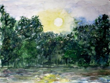 Painting titled "Sunset in the local…" by Mikala Lykke, Original Artwork