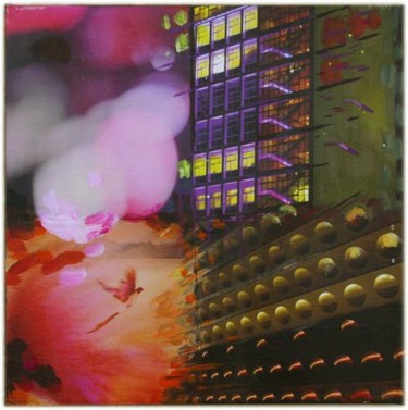 Painting titled "block2-downtown" by Ofelia Nunzi, Original Artwork
