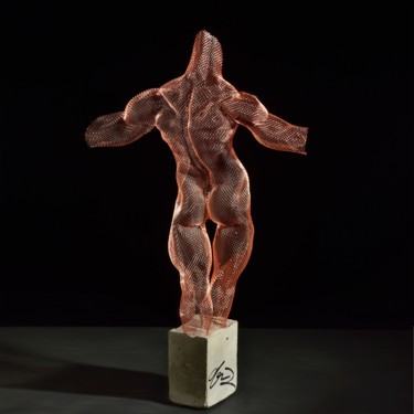 Skulptur mit dem Titel "Male Nude Back" von Ofer Rubin, Original-Kunstwerk, Metalle