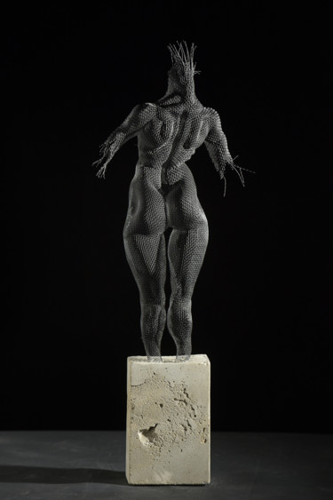 Sculpture titled "Female Back Pose" by Ofer Rubin, Original Artwork, Metals