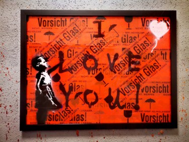 Collages intitulée "I love you" par Daveschloffi, Œuvre d'art originale, Bombe aérosol