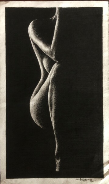 Zeichnungen mit dem Titel "Nude art" von Art Darlington Darlington, Original-Kunstwerk, Kohle