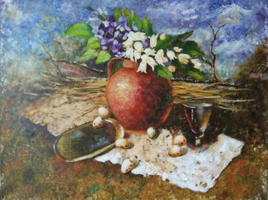 Картина под названием "Натюрморт "Весенний"" - Oksana Golubeva, Подлинное произведение искусства, Масло