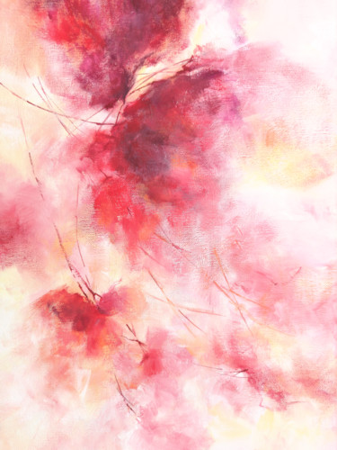 Abstract floral art, red loose flowers painting "Summer mood Картина под названием "Abstract floral art…" - Olga Grigorevykh, Подлинное произведение искусства, Акрил Установлен на Подра…