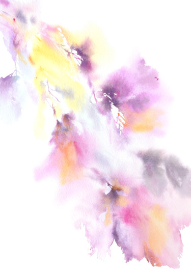 Delicate pastel color floral artwork Touch Картина под названием "Delicate pastel col…" - Olga Grigorevykh, Подлинное произведение искусства, Акварель