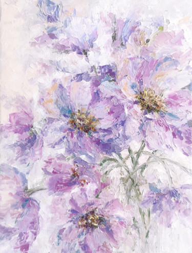 Lilac flowers. Impressionist flowers in pastel colors Картина под названием "Lilac flowers. Impr…" - Olga Grigorevykh, Подлинное произведение искусства, Масло