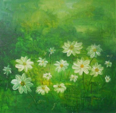 Painting titled "papatyalar2-daisys2" by Oğuzhan Çoruh, Original Artwork
