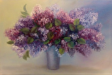 Malerei mit dem Titel "Bunte Blumen" von Olga Hanns (O. Hanns), Original-Kunstwerk, Öl