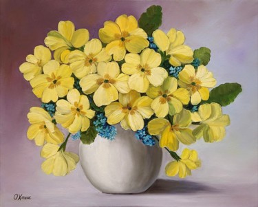 Painting titled "Yellow bouquet" by Olga Hanns (O. Hanns), Original Artwork, Oil