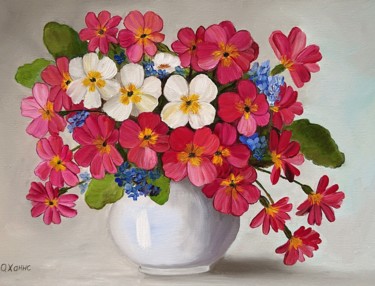 Malerei mit dem Titel "Blumen" von Olga Hanns (O. Hanns), Original-Kunstwerk, Öl