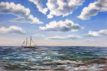 Malerei mit dem Titel "Meer Landschaft" von Olga Hanns (O. Hanns), Original-Kunstwerk, Öl