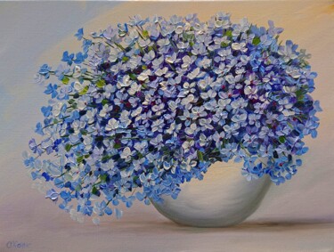 Malerei mit dem Titel "Blue flowers 3" von Olga Hanns (O. Hanns), Original-Kunstwerk, Öl