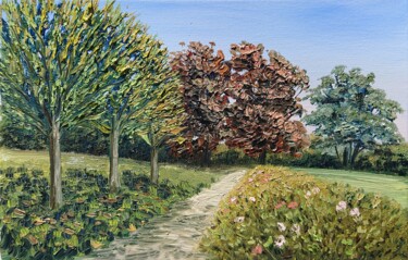 Painting titled "Park" by Olga Hanns (O. Hanns), Original Artwork, Oil