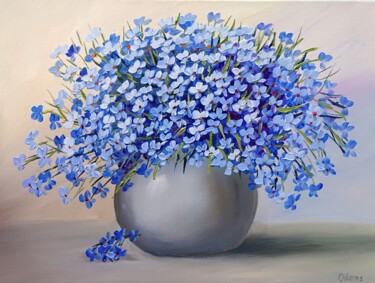 Painting titled "Forget-me-nots" by Olga Hanns (O. Hanns), Original Artwork, Oil