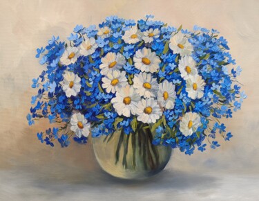 Malerei mit dem Titel "Blumen 1.22" von Olga Hanns (O. Hanns), Original-Kunstwerk, Öl