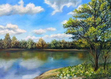 Painting titled "Sommer Landschaft 7…" by Olga Hanns (O. Hanns), Original Artwork, Oil