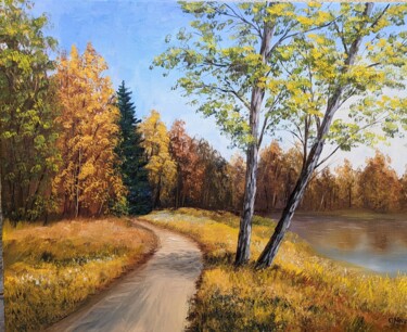 Painting titled "Herbst Landschaft a…" by Olga Hanns (O. Hanns), Original Artwork, Oil